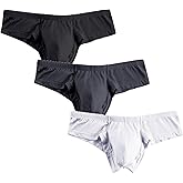 UNEITIES Mens Underwear Brief Micro Modal Bikini Briefs Low Rise Half Back Coverage Silky Touch Sexy Cheeky Underpants 3 Pack