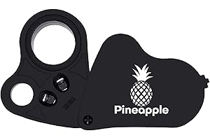Pineapple 30X 60X Jewelers Loupe Magnifier with Light, Lighted Magnifying Glass Jewelry Loop, Pocket Magnifier for Coins, Jew