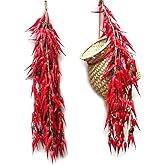 Artificial Pepper String, 5 Pack Simulation Artificial Lifelike Fake Vegetable Artificial Chili Red Pepper Hanging String Photography Props for Home Kitchen Farm Harvest Decoration (Red Chili, 5pcs)