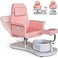OKAKOPA Pedicure Chair No Plumbing for Nail Tech, Upgraded 360 Swivel Hydraulic Lift Reclining Pedicure Station, Footrest, Bowl, Pedicure Unit for Foot Spa