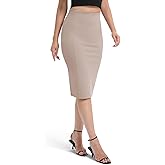 Urban CoCo Women's High Waist Stretch Pencil Skirt Knee Length Bodycon with Back Slit for Business Casual