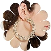Xduargs Boho Exaggerate Crystal Circle Hoop Earrings Vintage Cuba Chain Circle Earrings Gold CZ Half Circle Stud Earrings Personalized C Shape Loop Earrings Jewelry for Women
