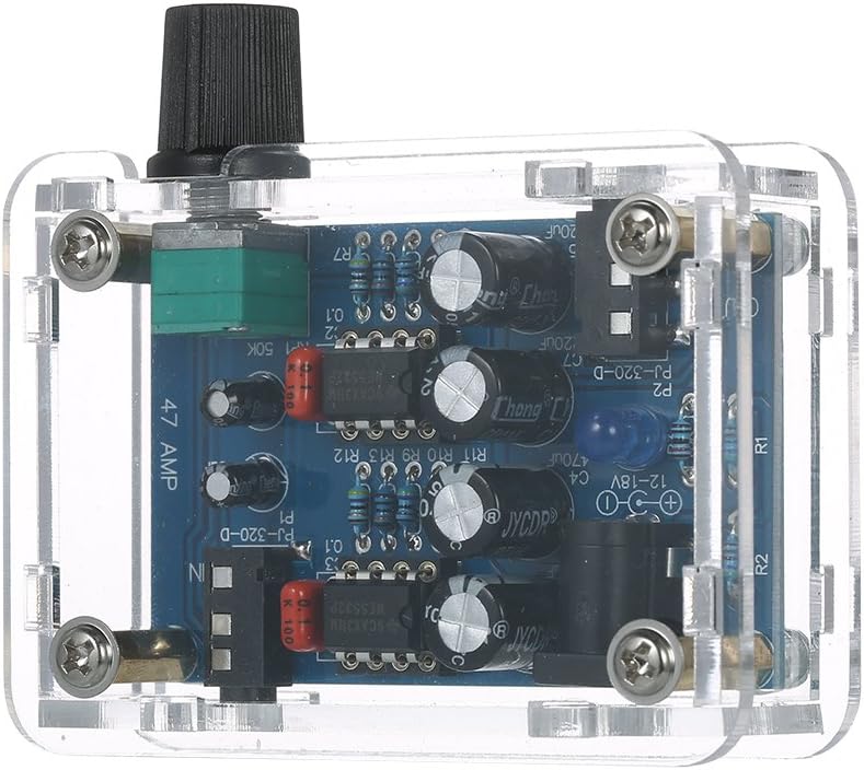 Baugger Diy Amplifier Kit - 47 Amp DIY Ne5532 Hi-Fi Headphone Amplifier kit with Transparent Housing Dc9V-18V