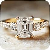 Luxury 14K Gold Plated Princess Cut Bridal AAA CZ Promise Engagement Wedding Rings Bands for Women's, Cubic Zirconia Promise Ring's Eternity Band for Women Jewelry Gifts Size 6#