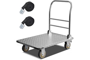 FAUENPEEY Flatbed Cart, 36x24 Inch Folding Platform Trucks with 2000LBS Weight Capacity Heavy Duty Dolly Cart Feature 5Inch Caster to Handle Large and Heavy Loads Foldable Platform Cart Easy to Store