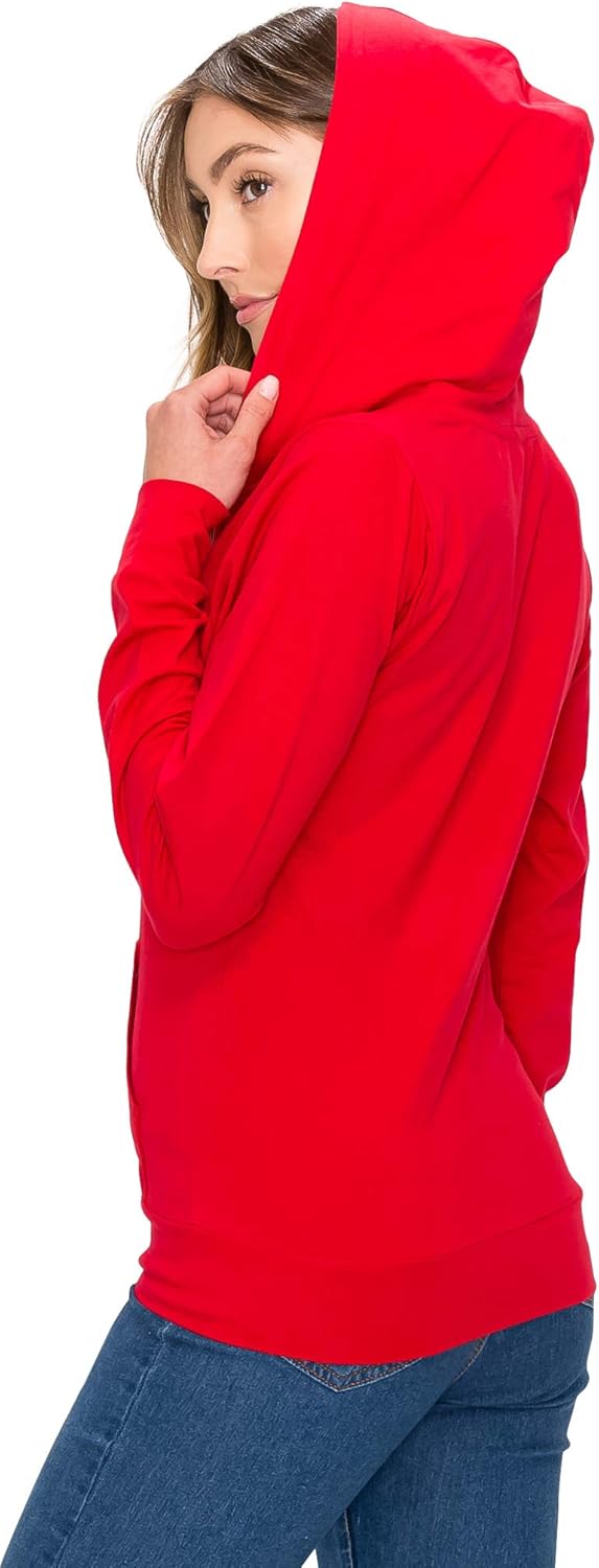 Women's Full Zip Hoodie Jacket - Slim Fit Lightweight Long Sleeve Hooded Zip Up Sweatshirt Athletic Workout: Clothing