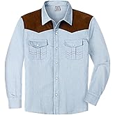 COSLAND Boy's Toddler Pearl Snap Western Button Down Denim Shirt, 4-14 Years