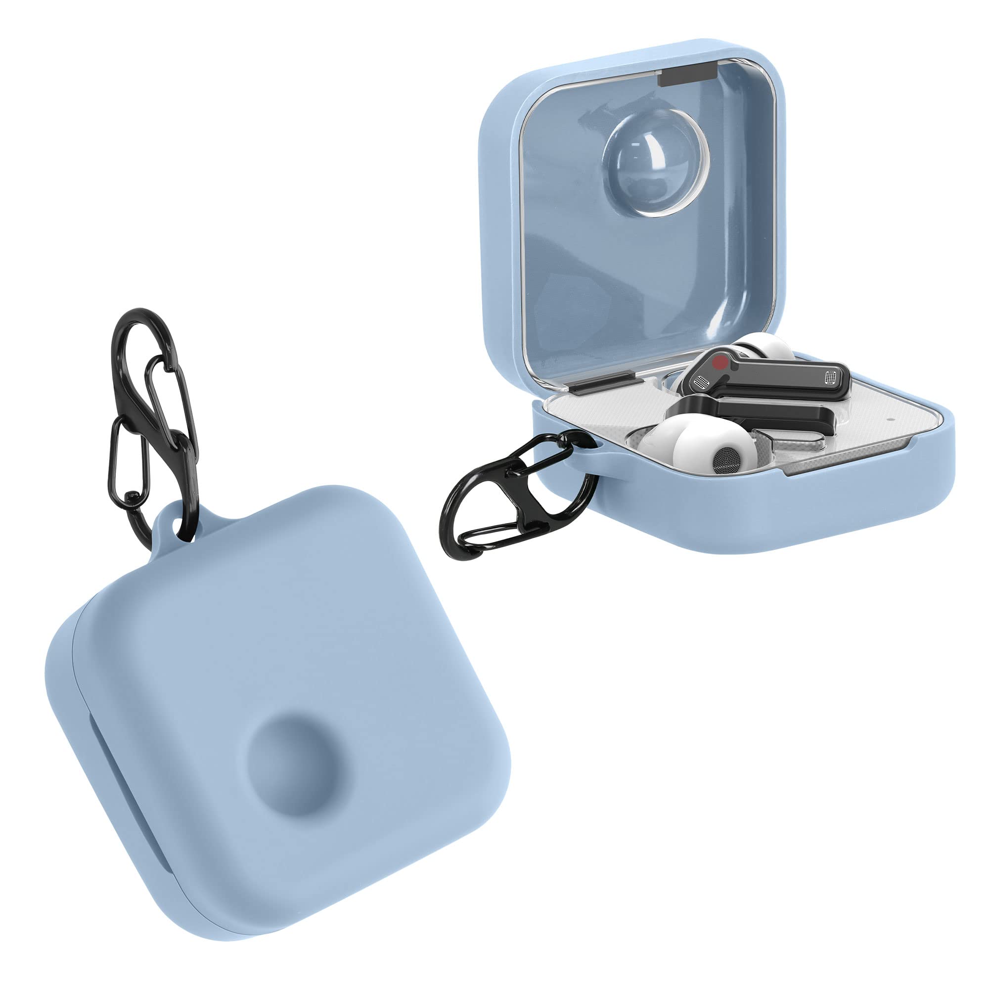kwmobile Case Compatible with Nothing Ear (1) Case - Silicone Cover Holder for Earbuds - Light Blue