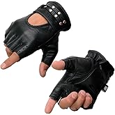 Milwaukee Leather SH461 Women's Black Leather Gel Palm Fingerless Motorcycle Hand Gloves - Medium