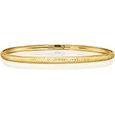 IceCarats 14K Solid Yellow Gold Flexible Bangle Bracelet, 7.5 inch | Textured