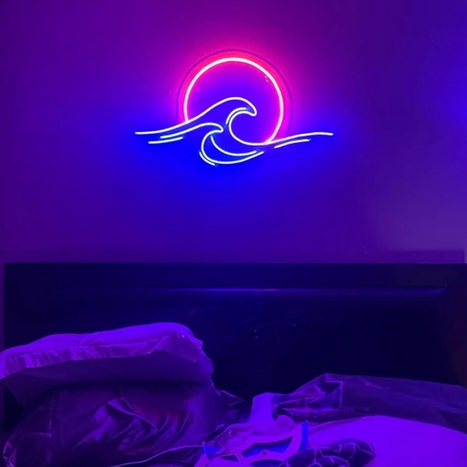Arylic Dimmable Sunset Sunrise LED Sign for Wall Decor, Anime Light Up Wave Signs for Bedroom, Living Room, Dorm, Apartment, Bar, Hotel - Neon Gifts for Teens