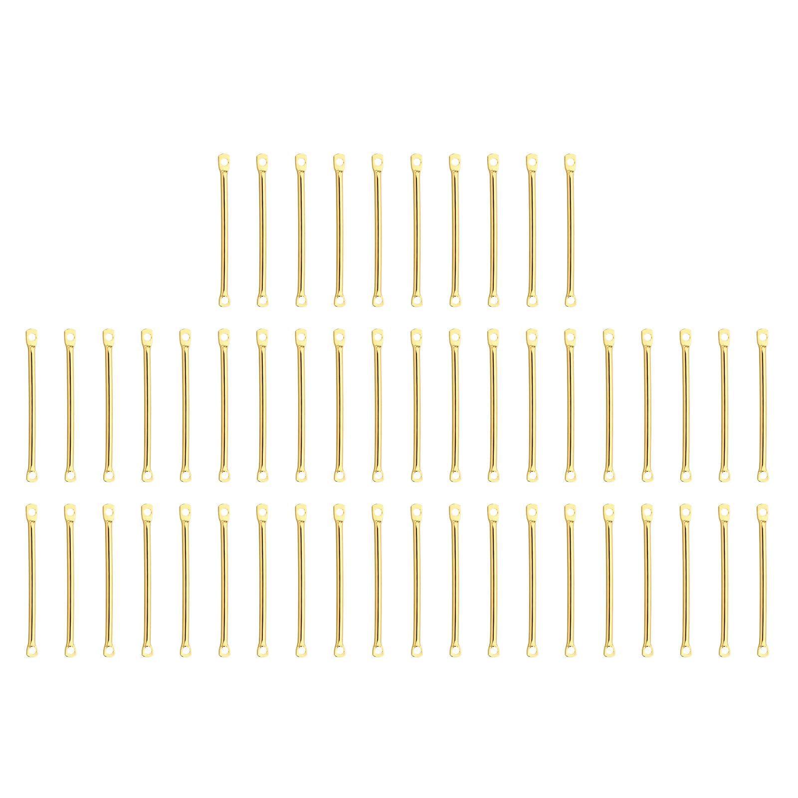 PATIKIL Brass Bar Links for Jewelry Making, 50 Pcs 15mm/0.59" Stick Strip Earring Connectors 2 Hole for Earring Necklace Bracelet DIY, Golden