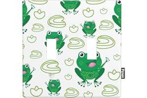 Pznen Frog Light Switch Cover Cute Frogs Summer Pond Funny Animal Double Toggle Switch Covers 2-Gang Wall Plate Boys And Girls Room Decor