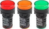 Heschen 22mm LED Indicator Pilot Light 220VAC Red Green Yellow 3 Pack AD16-22D/S view 5