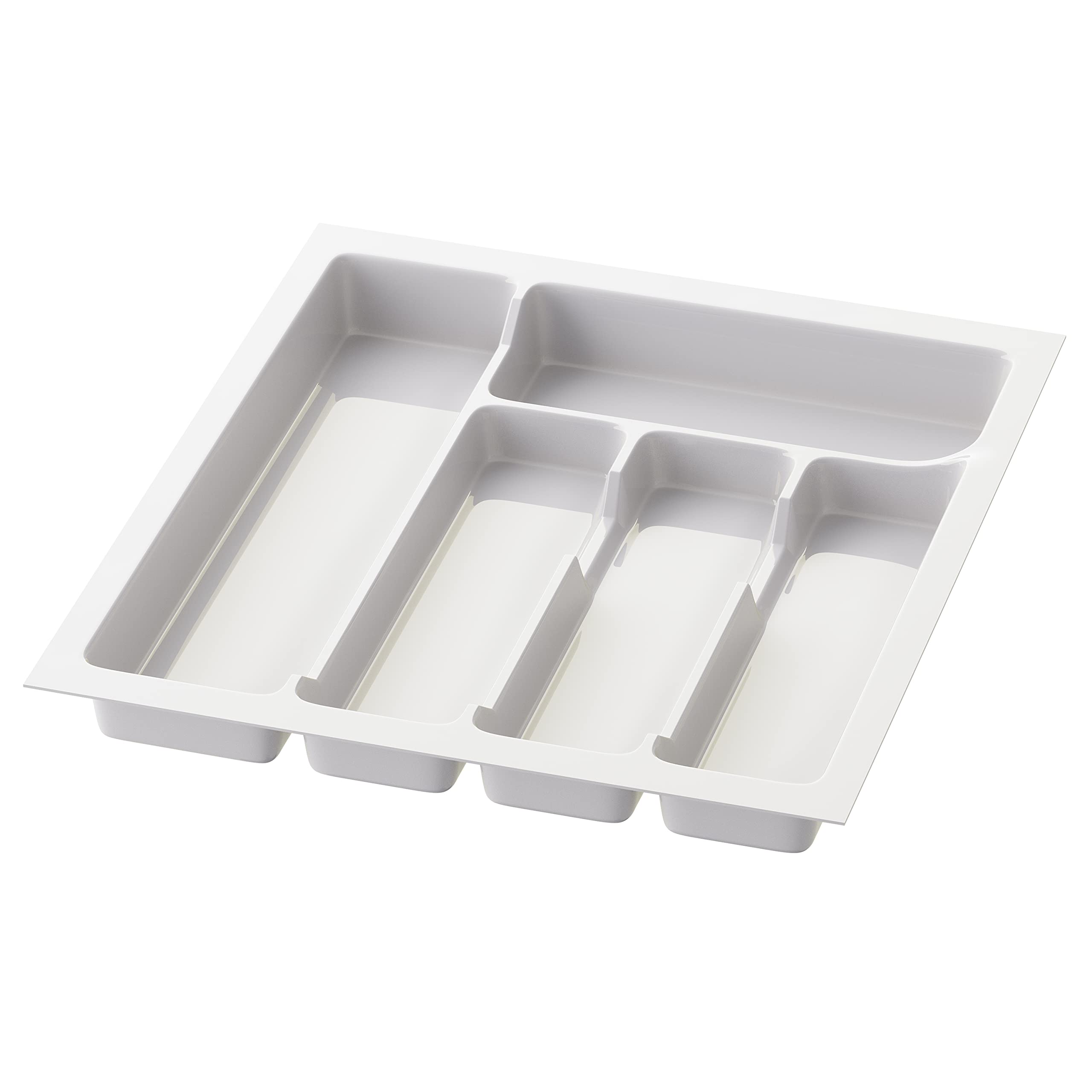 Sossai Divio Cutlery Insert for 45cm Wide Drawers, 38x43cm - Cutable, 5 Compartments, White, Plastic Cutlery Tray for Kitchen Drawers