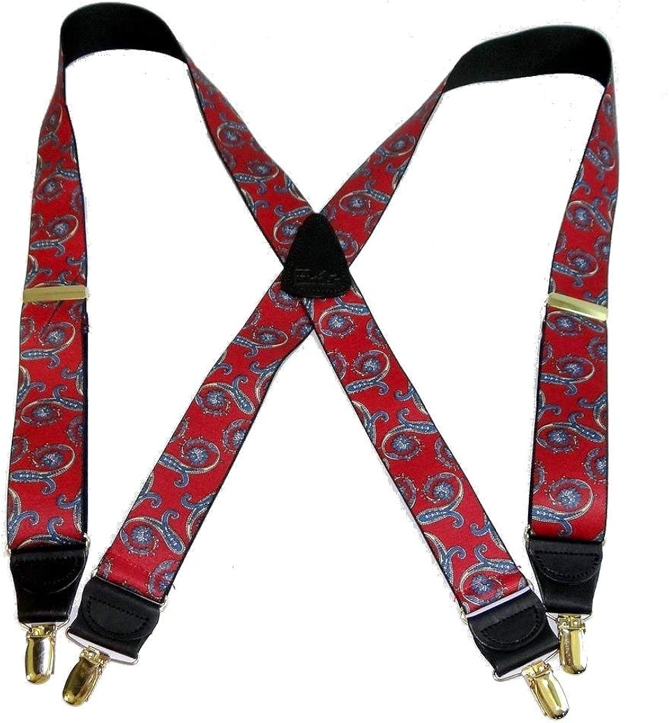 HoldUps Red Paisley Pattern Suspenders in Xback and Patented Noslip Gold Clips at Amazon Men
