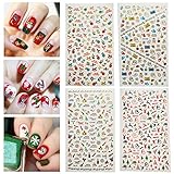 Dadiii Christmas Nail Stickers Art Gilt-edged Tattoo Decals Self-adhesive Sticker Nail Wraps with Christmas Designs (4 sheets)