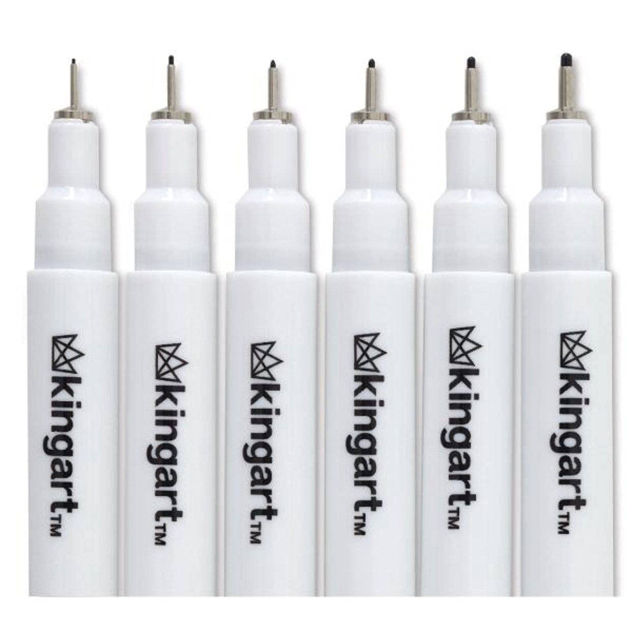 KINGART 430-6 PRO Inkline Black Micro Line & Precision Graphic Pens, 6 Assorted Nibs, BLACK Archival Waterproof Japanese Ink for Art, Illustration, Calligraphy, Sketching, Anime, Technical Drawing, Manga