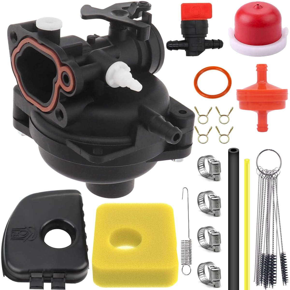 ZAMDOE 799583 Carburetor Kits Compatible for Briggs & Stratton 08P502 8P502 09P602 9P602 300E 450E 500E 500EX 125cc 150cc Series Engines, Replace 593261 595656 591979 591160, with 799579 Air Filter