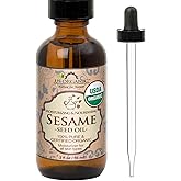 US Organic Sesame Seed Oil, 100% Pure & Natural, USDA Certified, Untoasted, Unrefined, Virgin, Cold Pressed, Amber Glass Bott