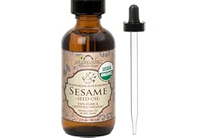 US Organic Sesame Seed Oil, 100% Pure & Natural, USDA Certified, Untoasted, Unrefined, Virgin, Cold Pressed, Amber Glass Bottle with Glass Eye Dropper, Sourced from Mexico, 2 oz (56 ml) - 1