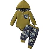 Gademacue Baby Boy Clothes Long Sleeve Hoodie Romper and Plaid Pants Set Fall Winter Baby Boy Outfit 0–18 Months