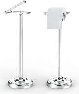 WZRUA Free Standing Toilet Roll Holder Chrome Stainless Steel Double Post view 1