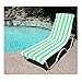 DII Stripe Beach Lounge Chair Towel with Fitted Top Pocket, 26x82, Green