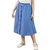 GORLYA Girls Chiffon Pleated Elastic High Waist A-Line Boho Swing - View #7