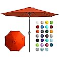 JEAREY 9FT Outdoor Patio Umbrella Outdoor Table Umbrella with Push Button Tilt and Crank, Market Umbrella 8 Sturdy Ribs UV Protection Waterproof for Garden, Deck, Backyard, Pool (Orange)