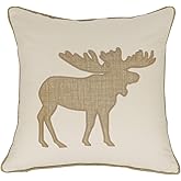 millianess Embroidered Throw Pillow Covers Moose Pattren 18x18 Inches for Living Room Cotton Cushions Covers (Khaki)