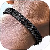 Richsteel Cuban Link Chain Bracelets 8/12/17mm Width Stainless Steel Chain Wrist Bracelets for Men, 7.4/8.2/9 Inch Length Classic Jewelry for Christmas/Valentine's Day/Birthday