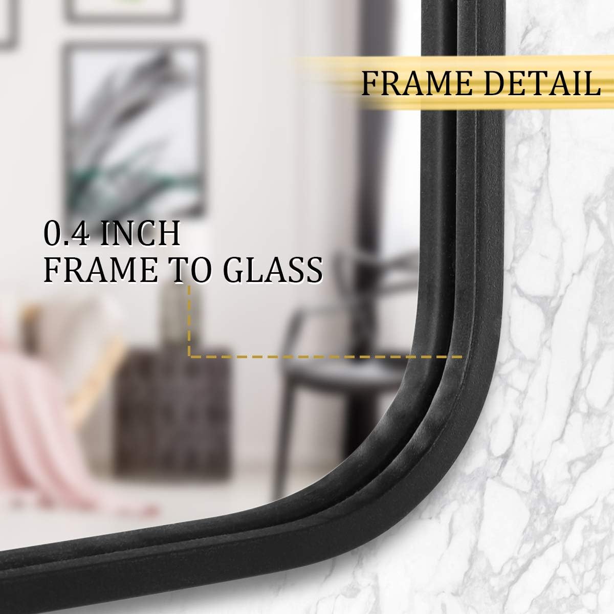 LEORISO 24 x 32” Black Bathroom Mirror for Wall, 1.3” Metal Frame Rectangle Mirror, Wall-Mounted Mirror Hangs Horizontal Or Vertical: Furniture & Decor