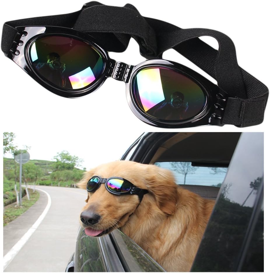 VANVENE Dog Sunglasses Pet Glasses Dog Glasses Dog UV Protective Foldable Sunglasses Dog Goggles Eye Wear Protection Waterproof Pet Sunglasses for Dogs About Over 15 lbs
