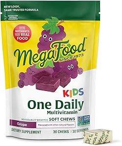 MegaFood Kids One Daily Multivitamin Soft Chews - Kids Vitamins with Vitamin B, Vitamin C, Vitamin D & Vitamin E - Age 4+, Ve