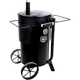 Char-Broil Oklahoma Joes Bronco Barrel Drum Smoker with Porcelain Coated Steel, Air Intake Channel, and 630 Square Inches Cooking Surface, Black