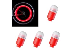 Flygun 4 PCS Car Wheel Tire Flash Light Replacements, Waterproof Motorcycle Reflector Light, Cool DIY, Universal Bike Valve Stem Cap Lamp Accessories for Truck SUV Car (Red)