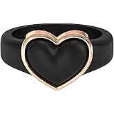 Rinfit Women’s Heart Ring – Silicone Wedding Band with Metal Heart, Cubic Zirconia or Plain Metal Frame - Patent Pending Design