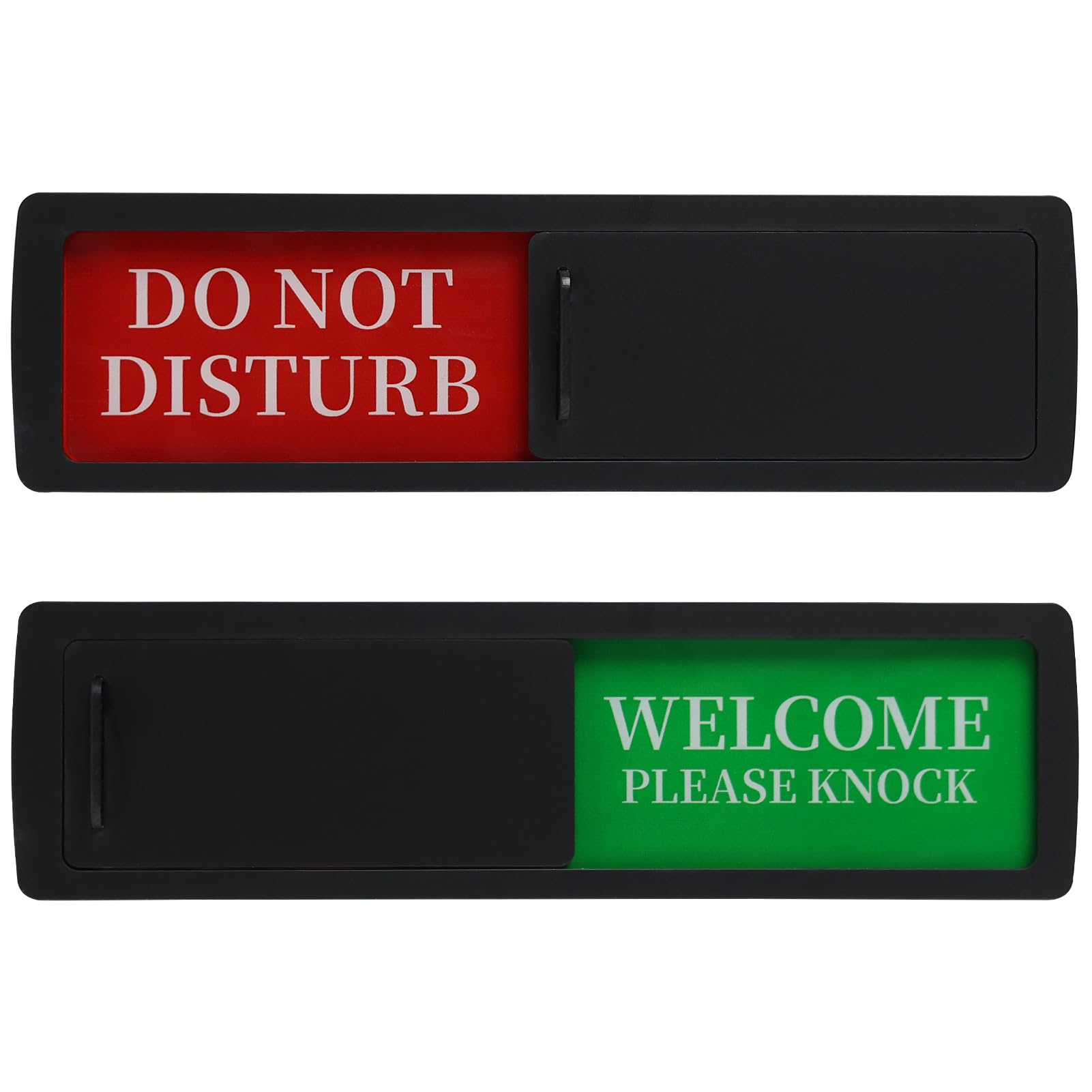 1 Pack Privacy Sign Slider Office Door Signs Do Not Disturb Sign Waterproof Vacant In Use Sign with Black end Caps Do Not Disturb/Welcome Please Knok Sign for Study Conference Offices 17.5 x 5cm