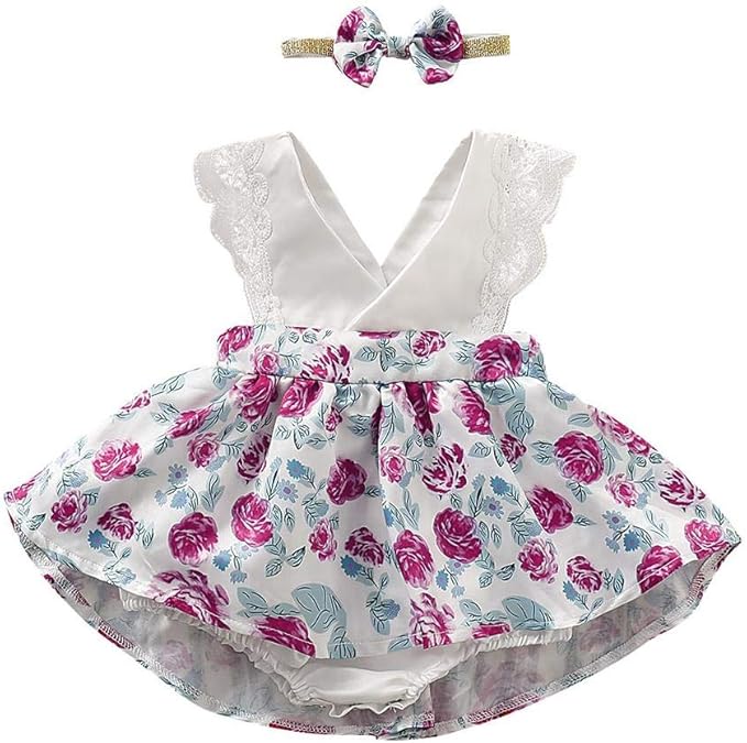 Fymnsi Neugeborenes Baby Madchen Prinzessin Body Kleid Sonnenblume Druck Spitze Armellos Sommerkleid 1 Geburtstag Partykleid Festliches Festkleid Mit Schleife Stirnband 2tlg Outfit Bekleidungsset Amazon De Bekleidung