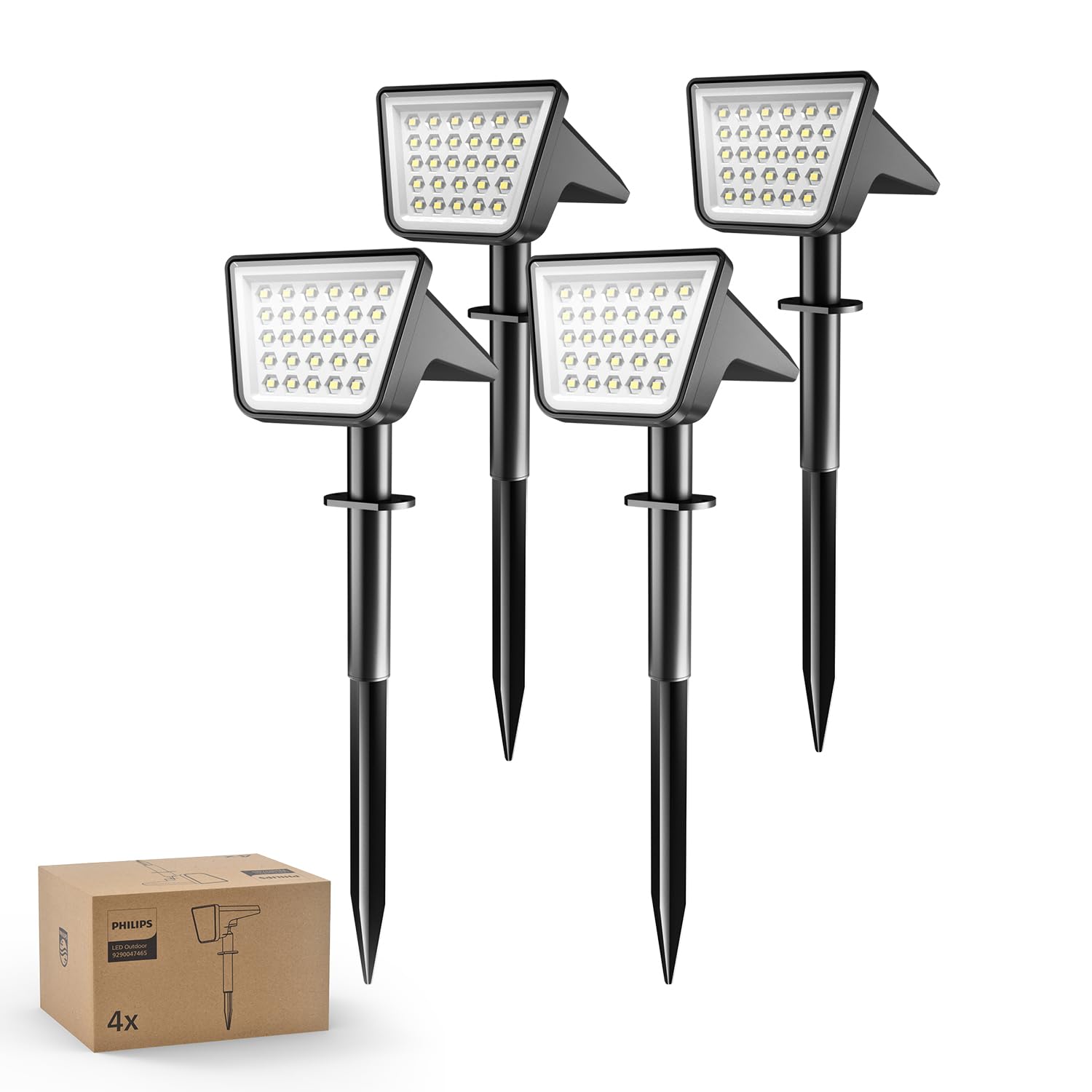 Photo 1 of Philips 4 Packs Solar Spot Lights Outdoor Waterproof, 28 LED 7500K Solar Powered Landscape Pathway Lights, Dusk to Dawn Solar Spotlights for Garden, Yard, Lawn, Walkway, Driveway
