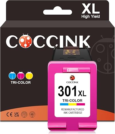 COCCINK 301XL Colour Ink Cartridge for HP Envy OfficeJet 2620 4630 DeskJet