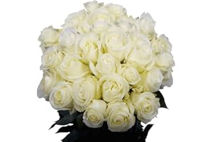 GLOBALROSE 100 White Roses- Fresh Cut Flower- Next Day Delivery