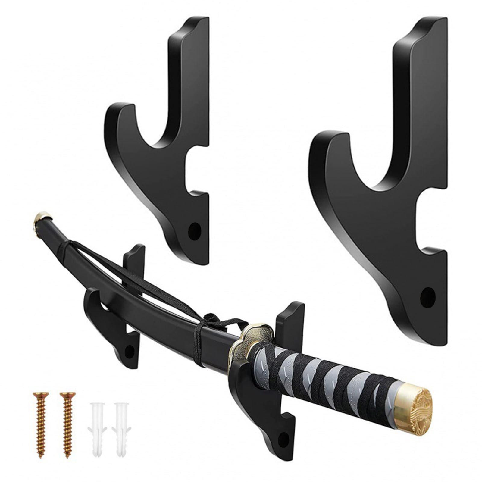 HYMAIPROSPERITY 2Pcs Fashionable Sword Hook Adjustable Display Weapon Rack Protective Wall Mount Samurai Sword Hanger for Samurai Sword Cosplay