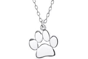 BLING JEWELRY Personalized Initial Alphabet A-Z Dainty Dog Cat Pet Kitten Puppy Paw Print Pendant Necklace Animal Jewelry For Women Teen Polished Rose Yellow Gold Plated .925 Sterling Silver Customizable