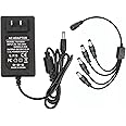 Power Adapter 12V 2.5A, AC 100V-240V to DC 12 Volt 2.5 Amp Power Supply with 5.5mmx2.1mm 4-Way Power Splitter Cable for 12V CCTV Security Camera LED Strip Lights (3.6Ft Cord, 30 Watt Max)
