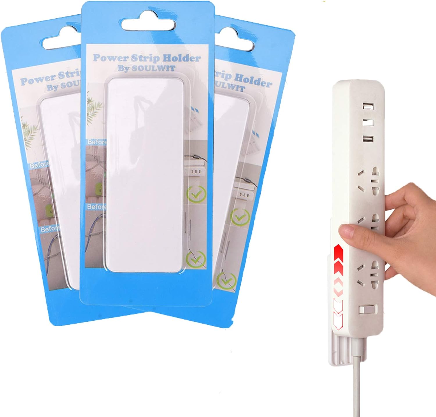 SOULWIT Self Adhesive Power Strip Holder