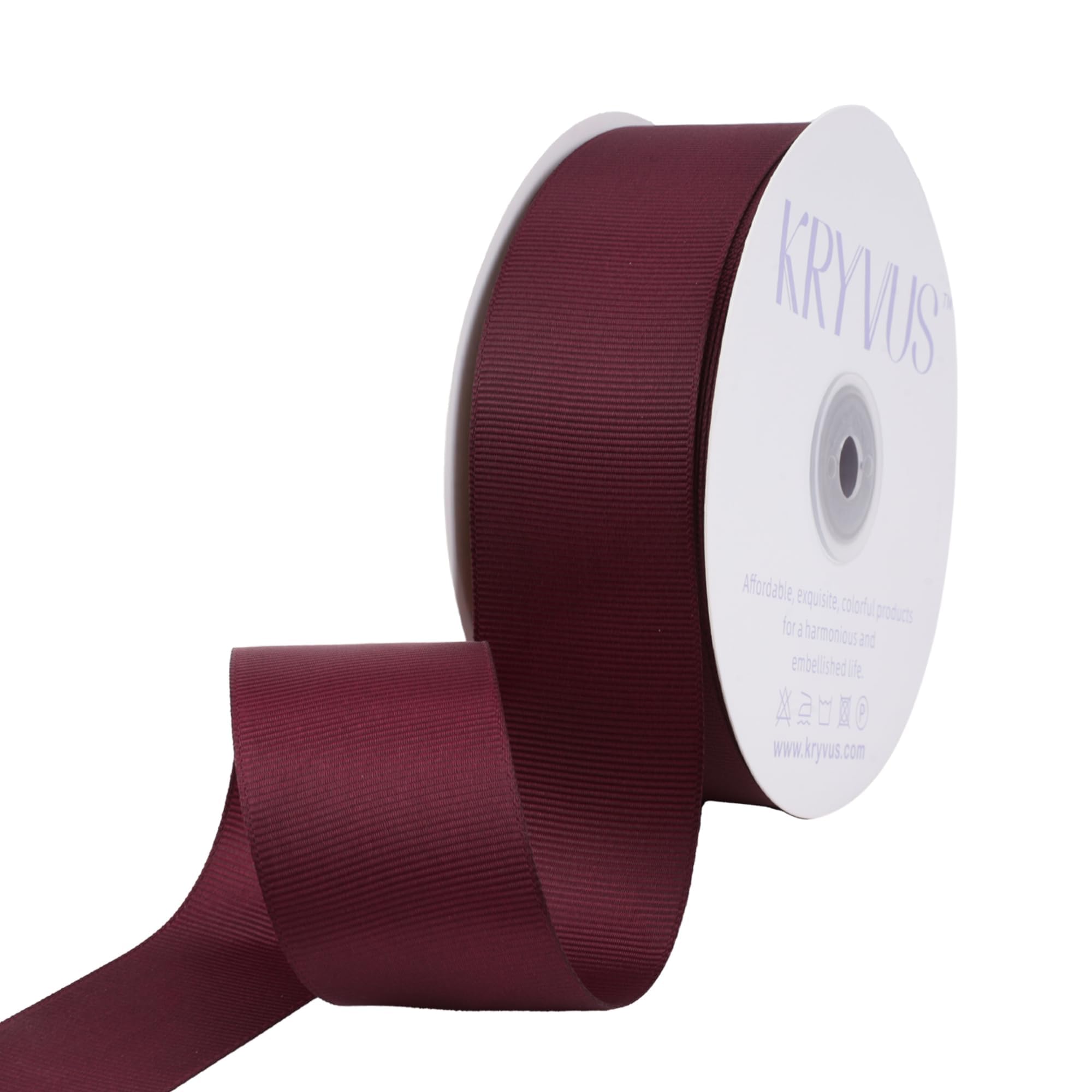 Kryvus Grosgrain Ribbon, Burgundy Ribbon 38mm x Continuous 45 Metres, Burgundy Grosgrain Ribbons Perfect for Gift Wrapping, Crafts, Sewing, Wedding Decor, DIY Hair Accessories and More