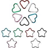 12 Pcs Metal Heart Carabiner, Cute Carabiner Clip for Keys, 6 Colors Star Carabiners, Aluminum Alloy Keychain Clip, Heavy Duty Spring Loaded Clips for Backpacks Hiking Bottles Outdoor Accessories