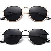 MEETSUN Polarized Hexagon Sunglasses for Women Men Polygon Square Sun Glasses UV400 Protection Metal Frame